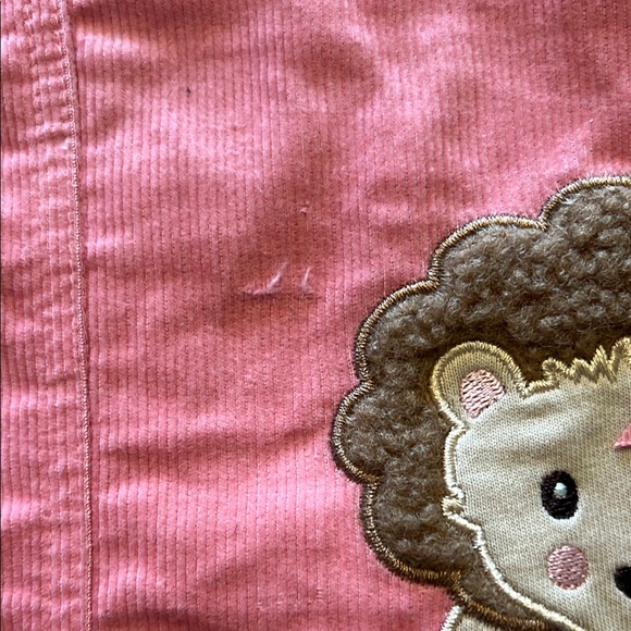 Pink Corduroy Pinafore with Hedgehog Patches #408 - Picture 2 of 3